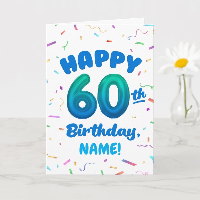 Carte Happy 60th Birthday Card with Custom Name (Petite plante)