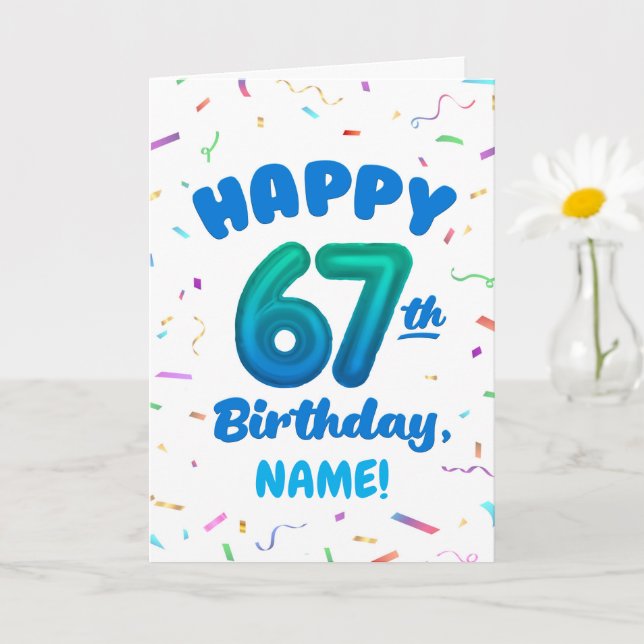Carte Happy 67th Birthday Card with Custom Name (Petite plante)