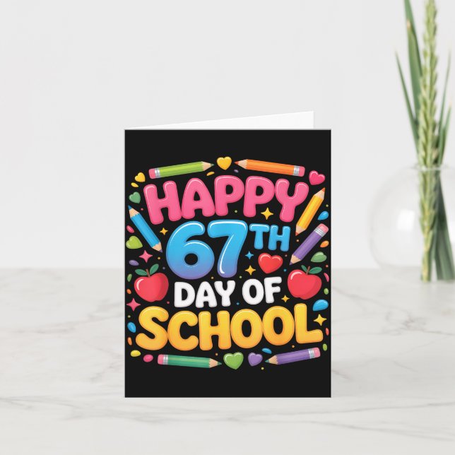 Carte Happy 67th Day Of School Cute Teacher Student Desi (Devant)
