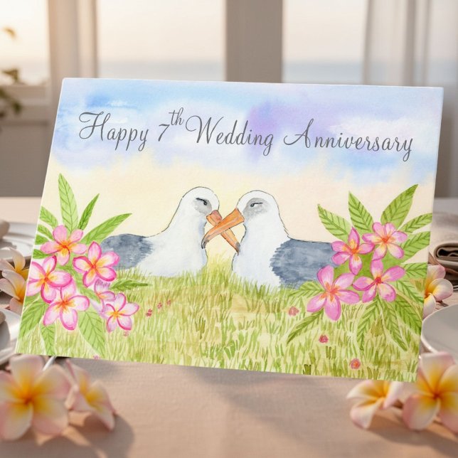 Carte Happy 7th Wedding Anniversary Laysan Albatross (Créateur téléchargé)