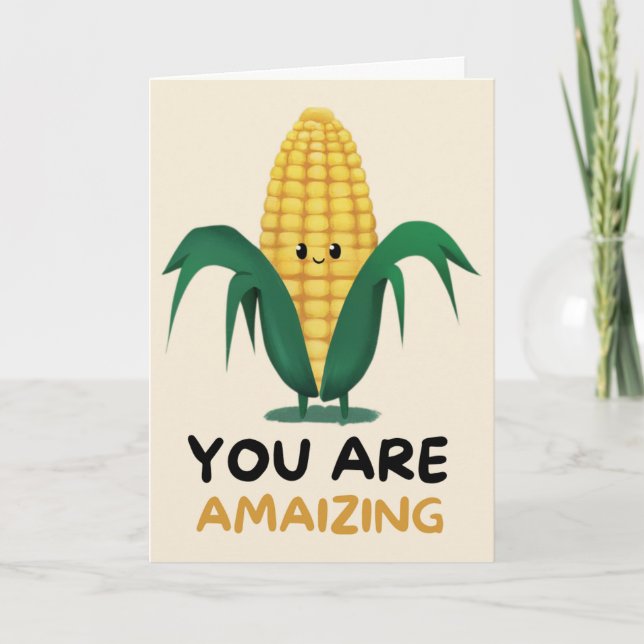 Carte Happy Anniversary Cute Funny Simple Corn Card (Devant)