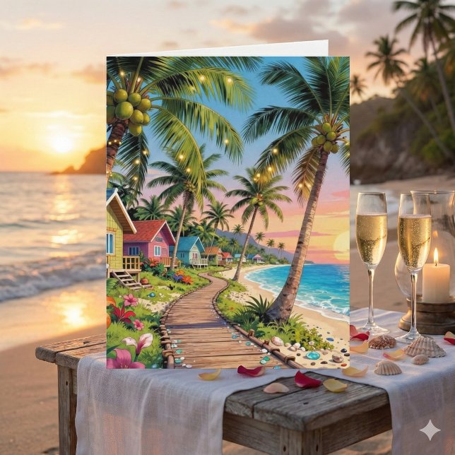 Carte Happy Anniversary Day | Romantic Poem Coastal  (Créateur téléchargé)