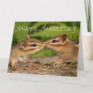 Carte Happy Anniversary Kissing Baby Chipmunks LargeCard
