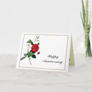 Carte Happy Anniversary Red Rose, Pierre Joseph Redouté