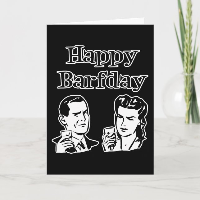 Carte Happy Barfday Retro Man & Woman B&W (Devant)