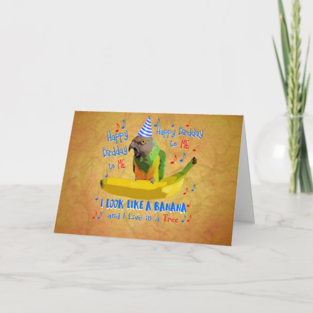Carte Happy Birdday Senegal Parrot Banana (Devant)