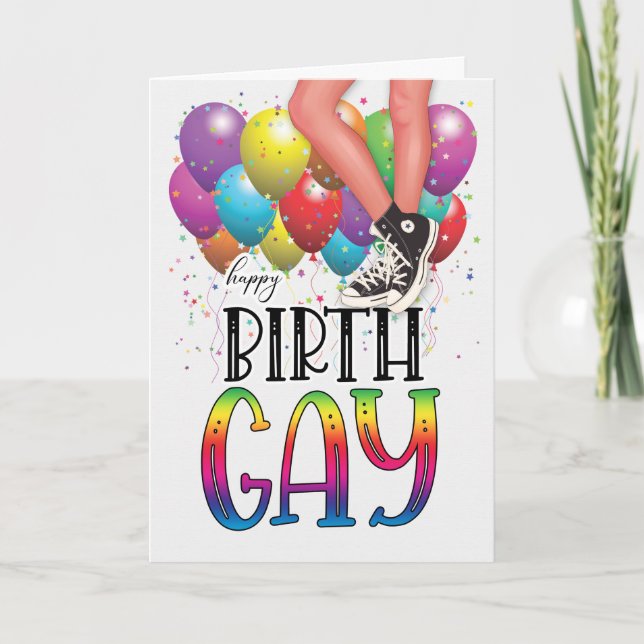 Carte Happy Birth GAY Teen Legs in Sneakers Birthday (Devant)