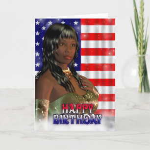 Carte Happy Birthday, American Flag, USA