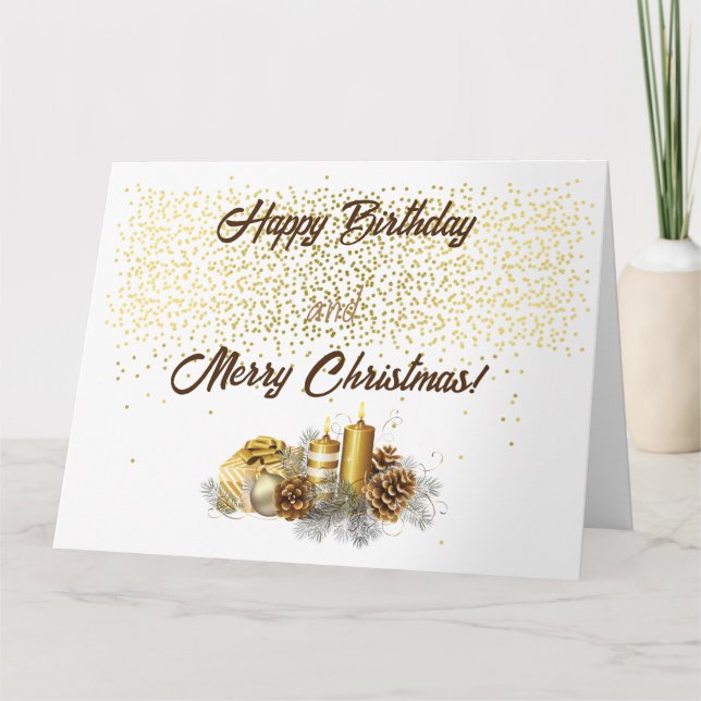 Carte Happy Birthday and Merry Christmas (Devant)