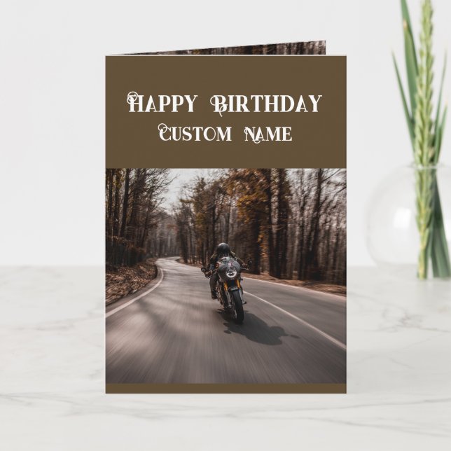 Carte Happy Birthday Biker Motorcycle Custom Name (Devant)