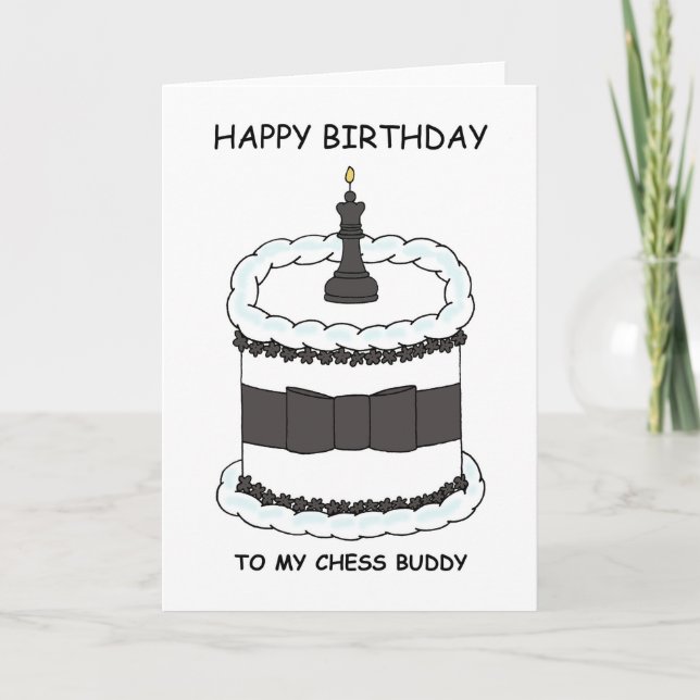 Carte Happy Birthday Chess Buddy Cartoon Cake (Devant)