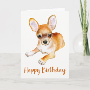 Carte Happy Birthday Chihuahua Puppy Dog Watercolor