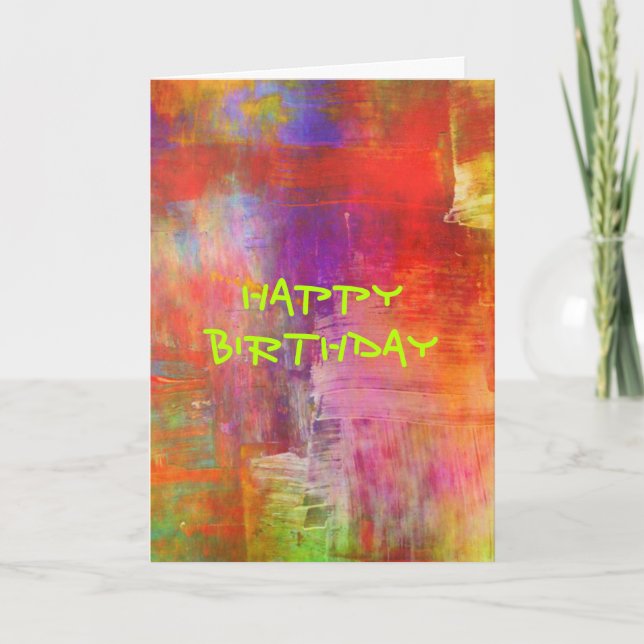 Carte Happy Birthday - Colorful Bold Abstract Painting (Devant)