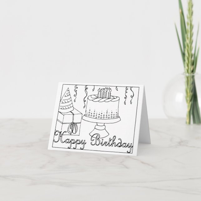 Carte Happy Birthday Coloring Card (Devant)