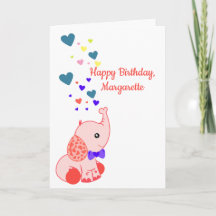 Happy Birthday, Custom name and Cute Baby Elephant