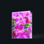 Carte Happy Birthday Custom Name Bright Pink Flowers<br><div class="desc">"Happy Birthday" in elegant lively script, on a macro field of beautiful kalanchoe flowers! Kalanchoe is a flower of luck, abundance and beginnings. You can change the message as you desire. This vibrant colorful flower is a succulent that comes in many shades, including pink, purple, red, yellow, orange, salmon and...</div>