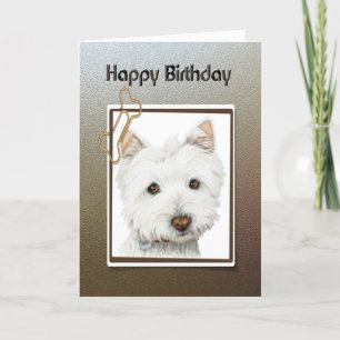 Carte Happy birthday, cute westie dog greeting card