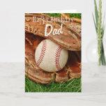 Carte Happy Birthday Dad Baseball with Mitt<br><div class="desc">Parfait pour les amateurs de baseball ! A baseball and mitt in the tall summer grass - totally customizable for you to personalize as you please!</div>