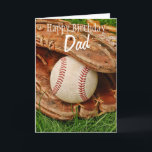 Carte Happy Birthday Dad Baseball with Mitt<br><div class="desc">Parfait pour les amateurs de baseball ! A baseball and mitt in the tall summer grass - totally customizable for you to personalize as you please!</div>