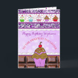 Carte Happy Birthday Daughter, wishing you a Magical<br><div class="desc">Personnalized Happy Birthday Daughter,  Wishing you a Magical Birthday. A cute whimsical purple chocolate cupcake with pink and purple candy csprinkles.</div>