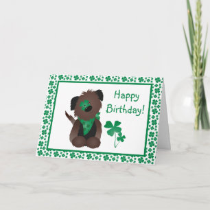 Carte Happy Birthday Day Dog Shamrock Green