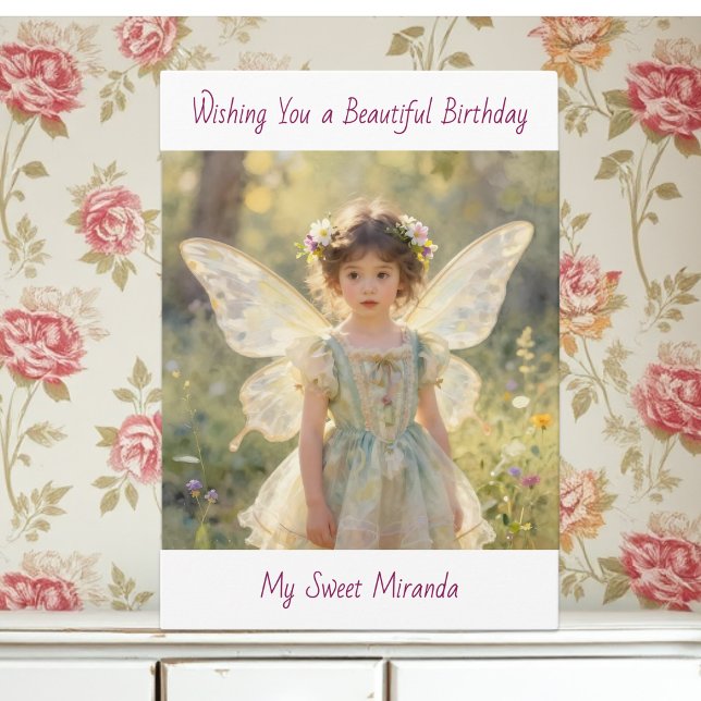 Carte Happy Birthday Fairy Themed Personalized Girl's  (Créateur téléchargé)