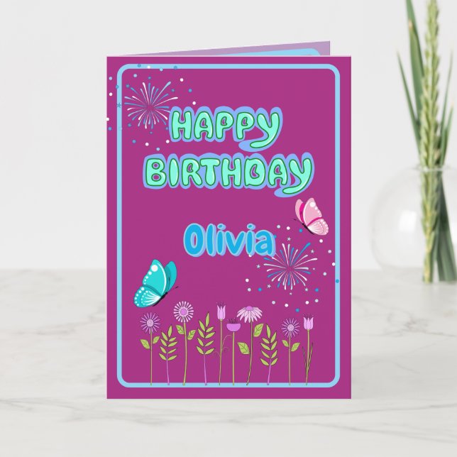 Carte Happy Birthday Folded Greeting Card (Devant)
