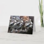 Carte Happy Birthday from all us Animals<br><div class="desc">Happy Birthday from all us animals.   Raccoons from the whole Group,  Family or Friends Cute Animal</div>