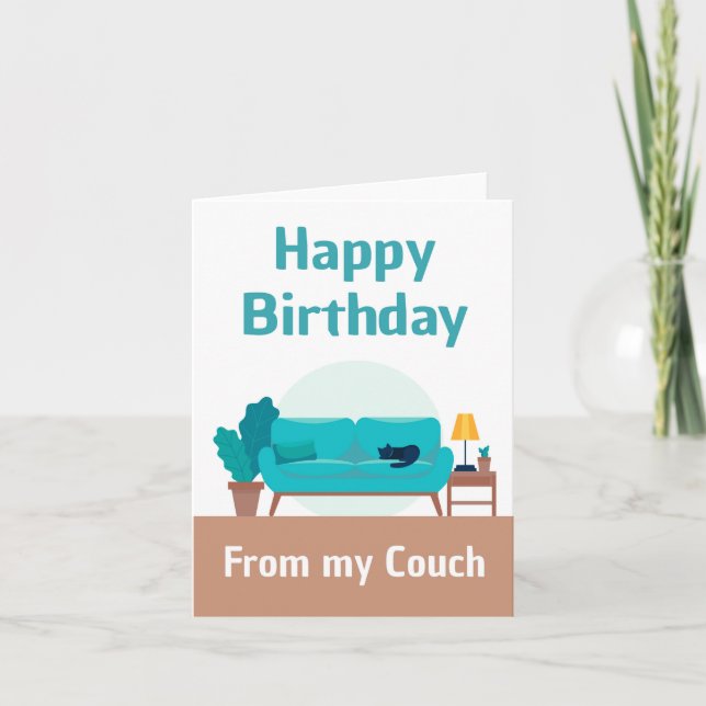 Carte Happy Birthday From My Couch Funny Quarantine Card (Devant)