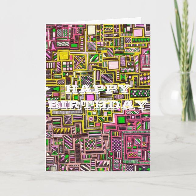 Carte Happy Birthday Geometric shapes pop art punk (Devant)