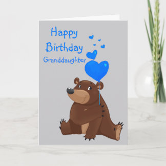 Carte Happy Birthday Granddaughter Balloon  Bear