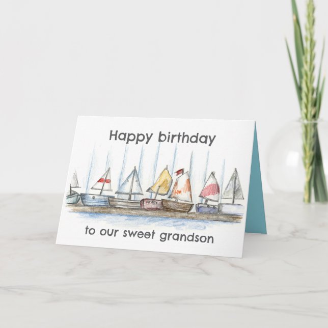 Carte Happy Birthday Grandson Sailboats Toys Custom (Devant)