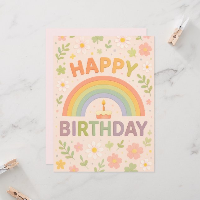 Carte Happy Birthday Greeting Cards  (Devant/Arrière en situation)