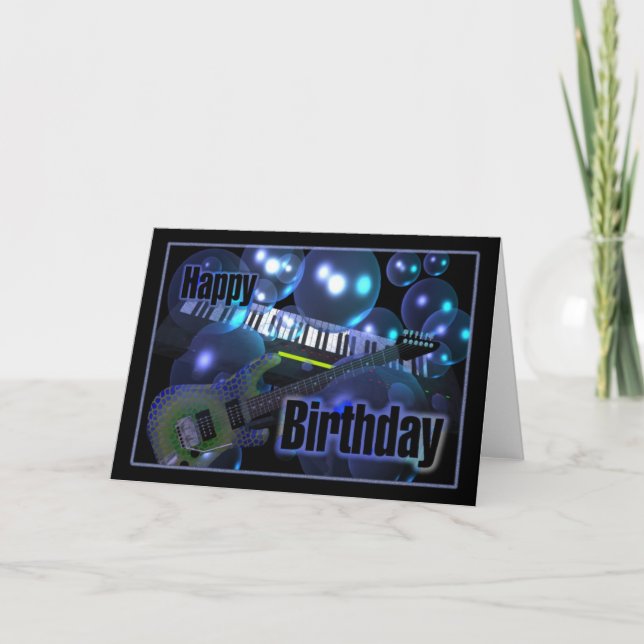 Carte Happy Birthday Guitar Keyboard (Devant)