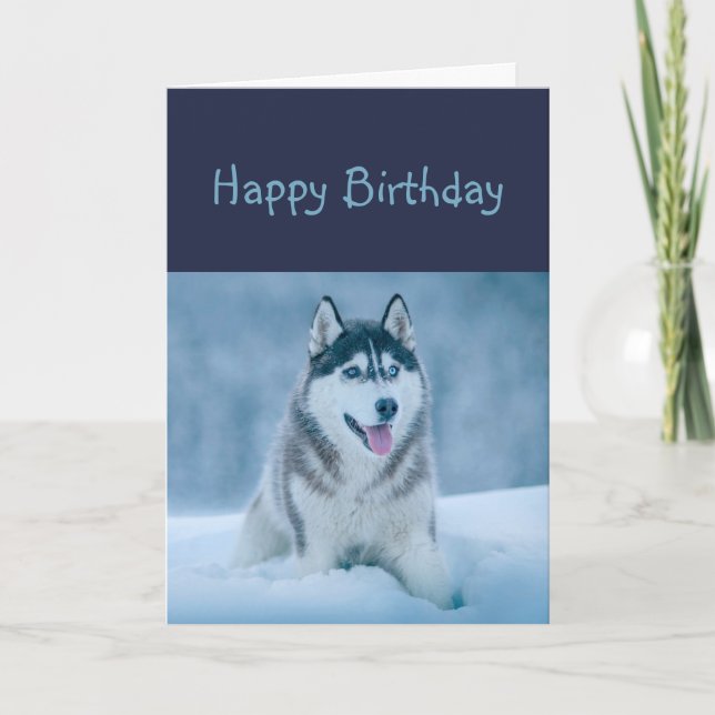 Carte Happy Birthday Husky Dog Humor (Devant)