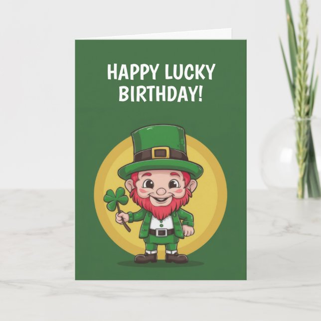 Carte Happy Birthday Leprechaun (Devant)