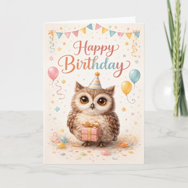 Carte Happy Birthday Little Owl  (Devant)