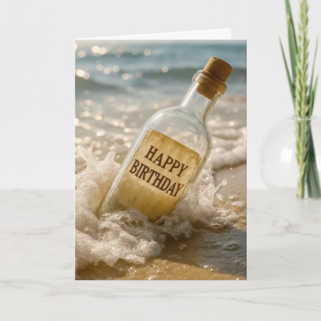 Carte Happy Birthday Message in a Bottle (Devant)