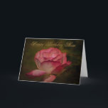 Carte Happy Birthday Mom Greeting Card<br><div class="desc">A Digitalbcon Images Design featuring a textured rose with gold lettering text ¨Happy Birthday Mom¨ and comes with a customizable Birthday wish for mom on her birthday. This image is derived from a photo taken by Blair Wainman aka Digitalbcon Images Design and is one of the textured rose images featured...</div>