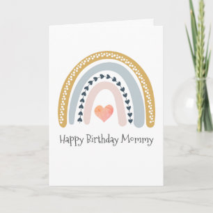 Carte Happy Birthday Mommy Watercolor Boho Rainbow