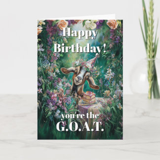 Carte Happy Birthday Nubian Goat Garden Flowers