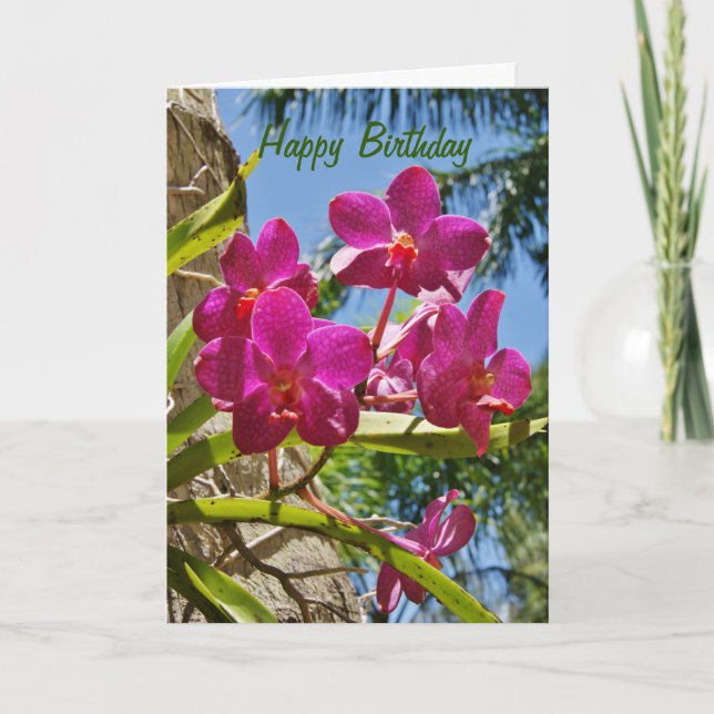 Carte Happy Birthday Orchids Greeting Card (Devant)