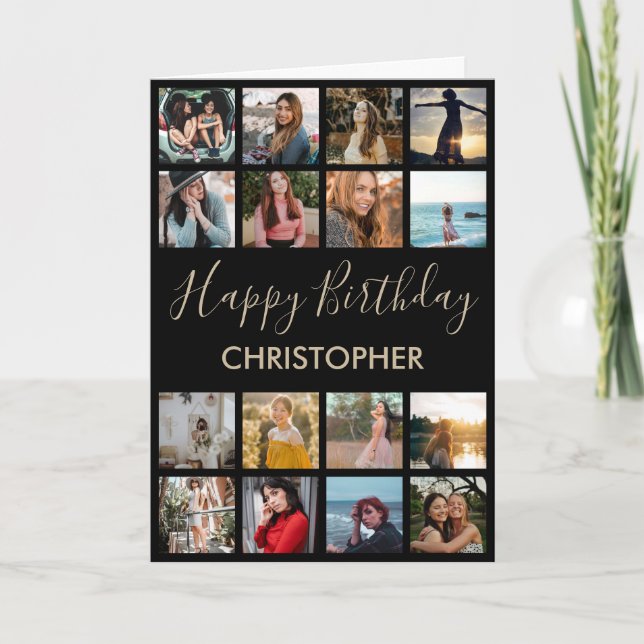 Carte Happy Birthday Photo Collage 16 Photos pour n'impo (Devant)