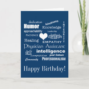 Carte Happy Birthday/Physician Assistant Attributes/Blue