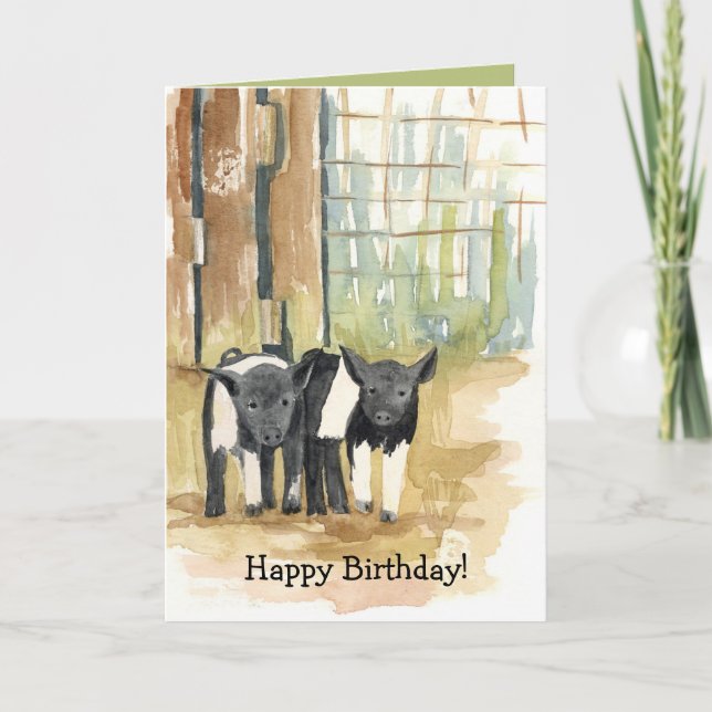 Carte Happy Birthday Pigs Barnyard Farm Animals (Devant)
