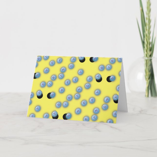 Carte Happy Birthday Ping Pong Design Yellow (Devant)