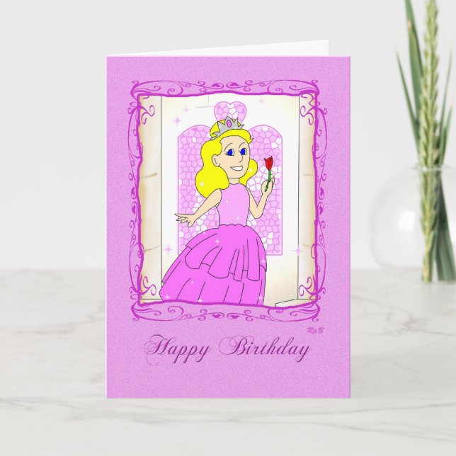 Carte Happy Birthday: Pink Princess (Devant)