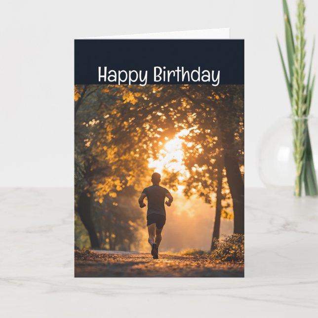 Carte Happy Birthday Runner Running Marathon Competitive (Devant)
