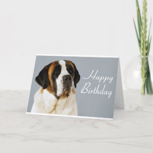 Carte Happy Birthday Saint Bernard Puppy Dog Card