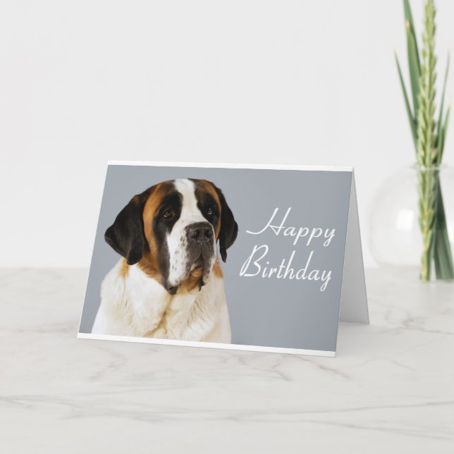 Carte Happy Birthday Saint Bernard Puppy Dog Card (Devant)